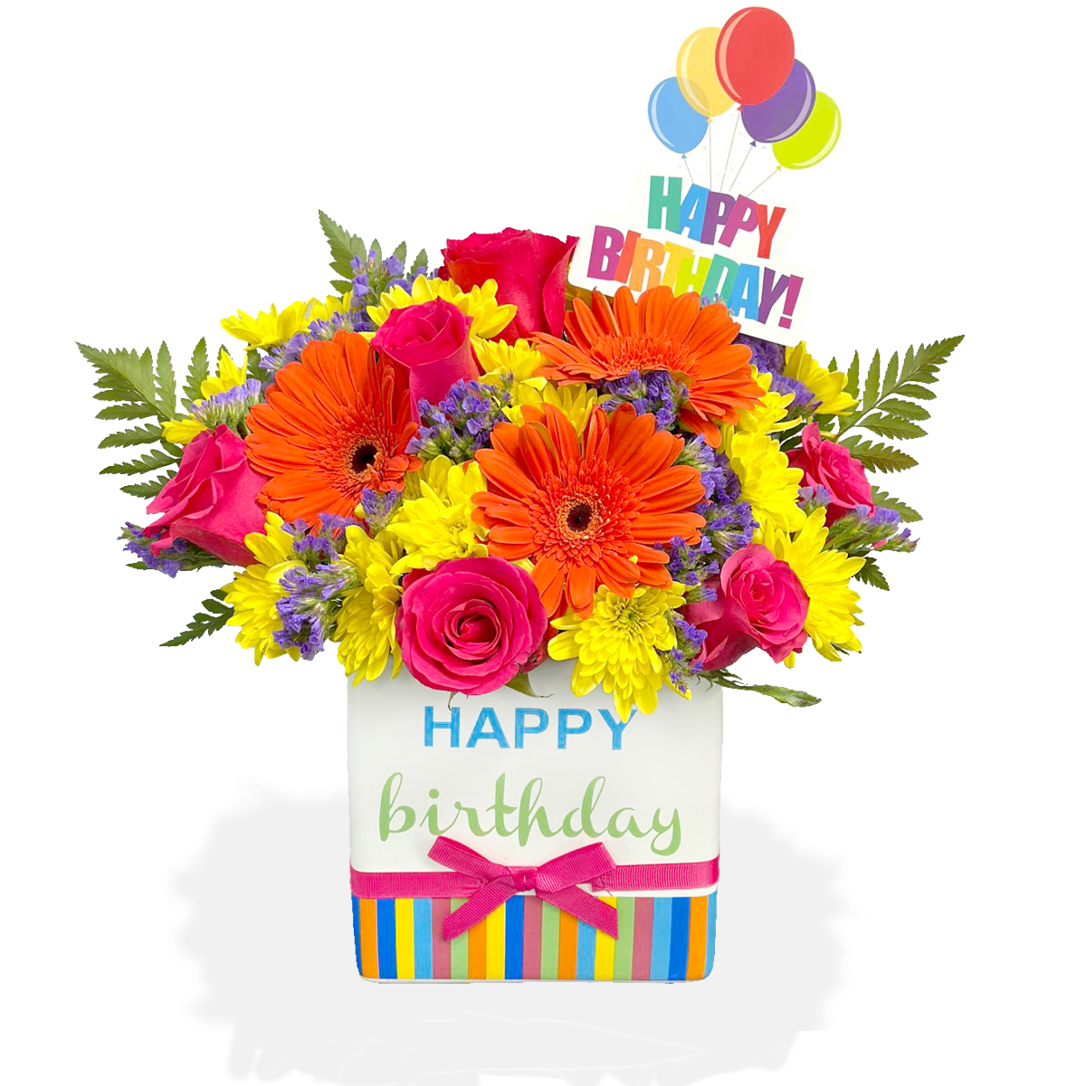 Days Flowers Florida: Vibrant Celebration Bouquet with pink roses, orange Gerbera daisies. Stunning birthday flowers delivery in Summerfield, FL