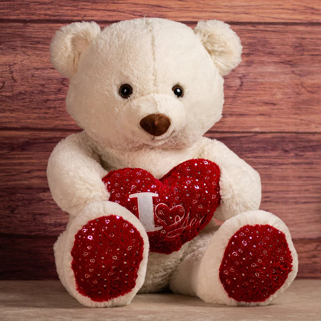 Days Flowers Florida: Giant 37-inch Valentine teddy bear. Fluffy, cuddly plush gift for a large romantic gesture delivery in Summerfield, Florida.