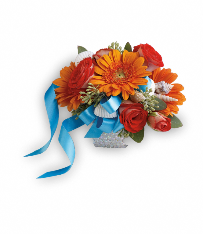 Vibrant floral gift with orange, yellow blooms, and red roses, perfect for delivery in Florida