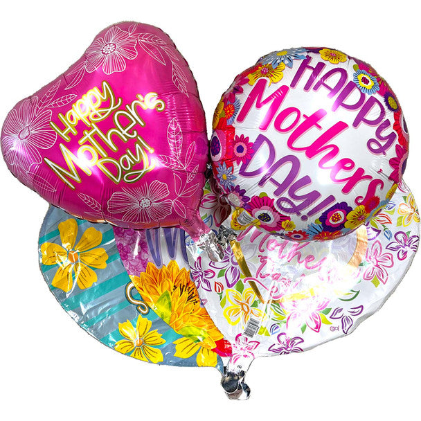 Vibrant Mother’s Day balloon bouquet with floral patterns, perfect for delivery in Summerfield, Ocala, Orlando, The Villages, and Port St. Lucie.