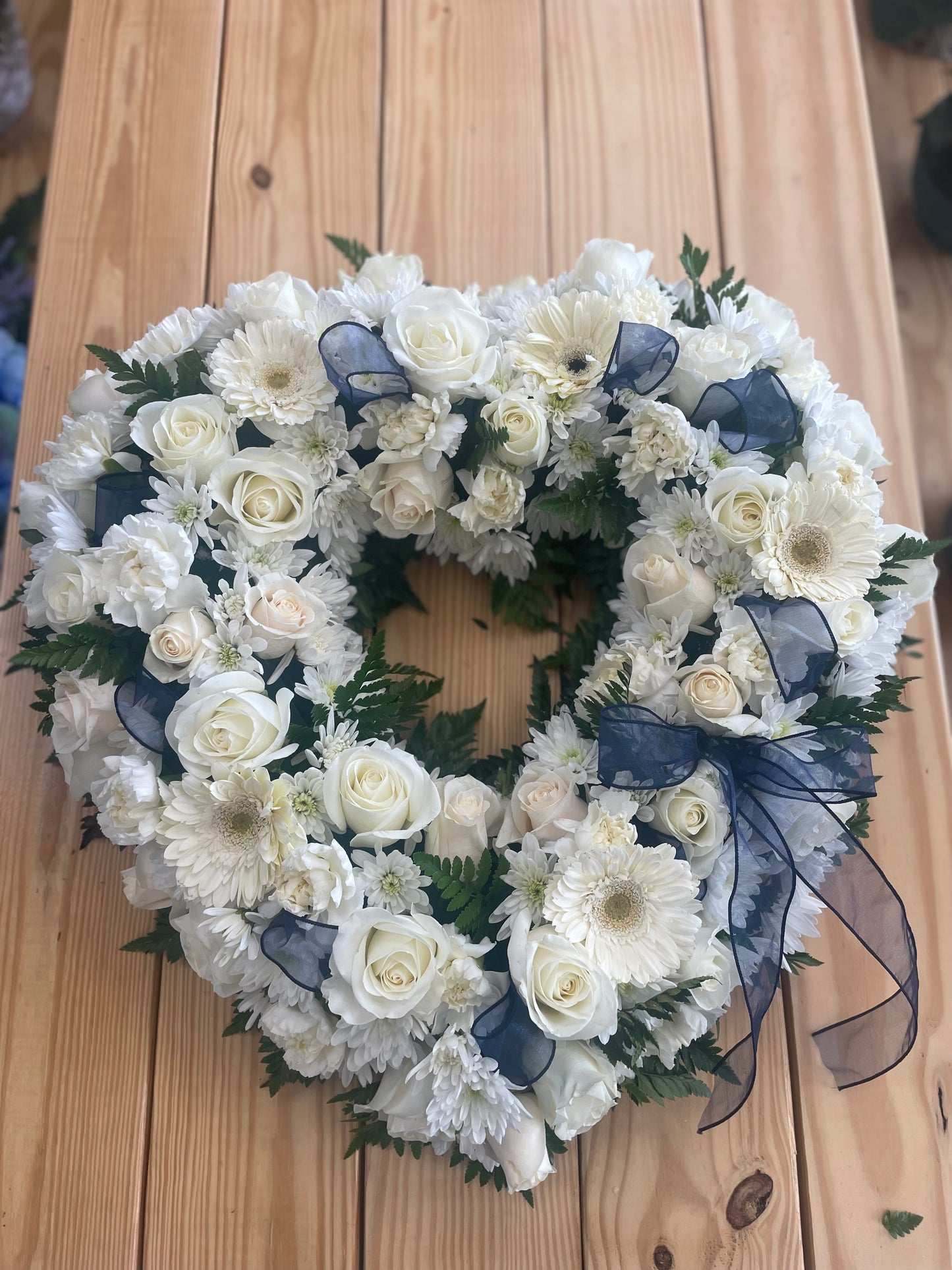 Blue & white mixed casket cover