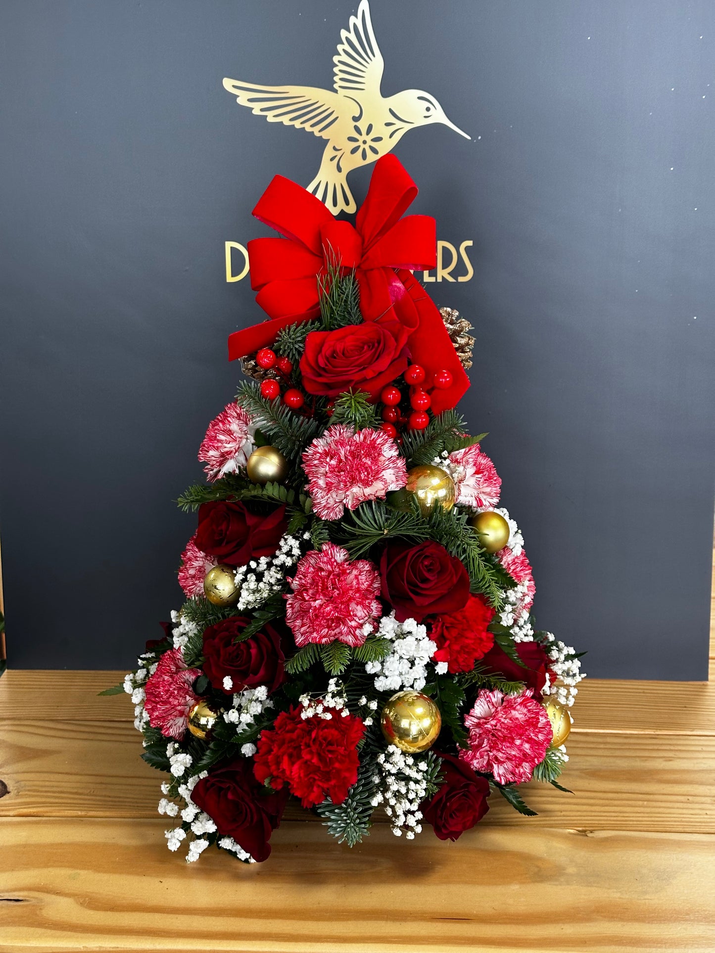 Small Christmas Tree with Red and Gold Decorations