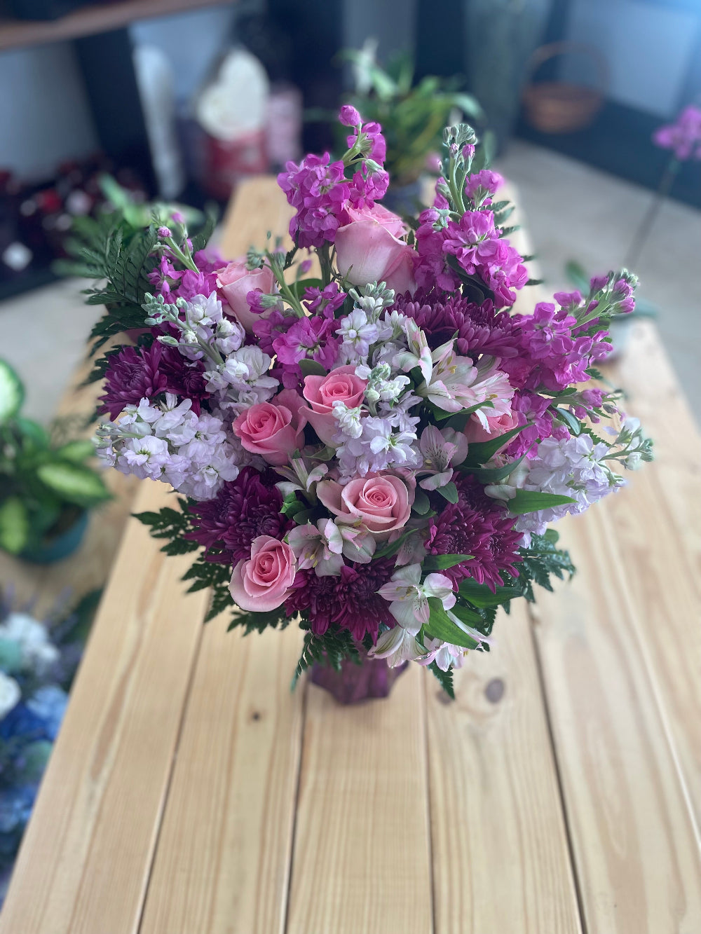 Premium anniversary gift option titled Steal the Show by Days Flowers Florida, featuring a gorgeous symphony of lavender and light pink blossoms designed to captivate any room.