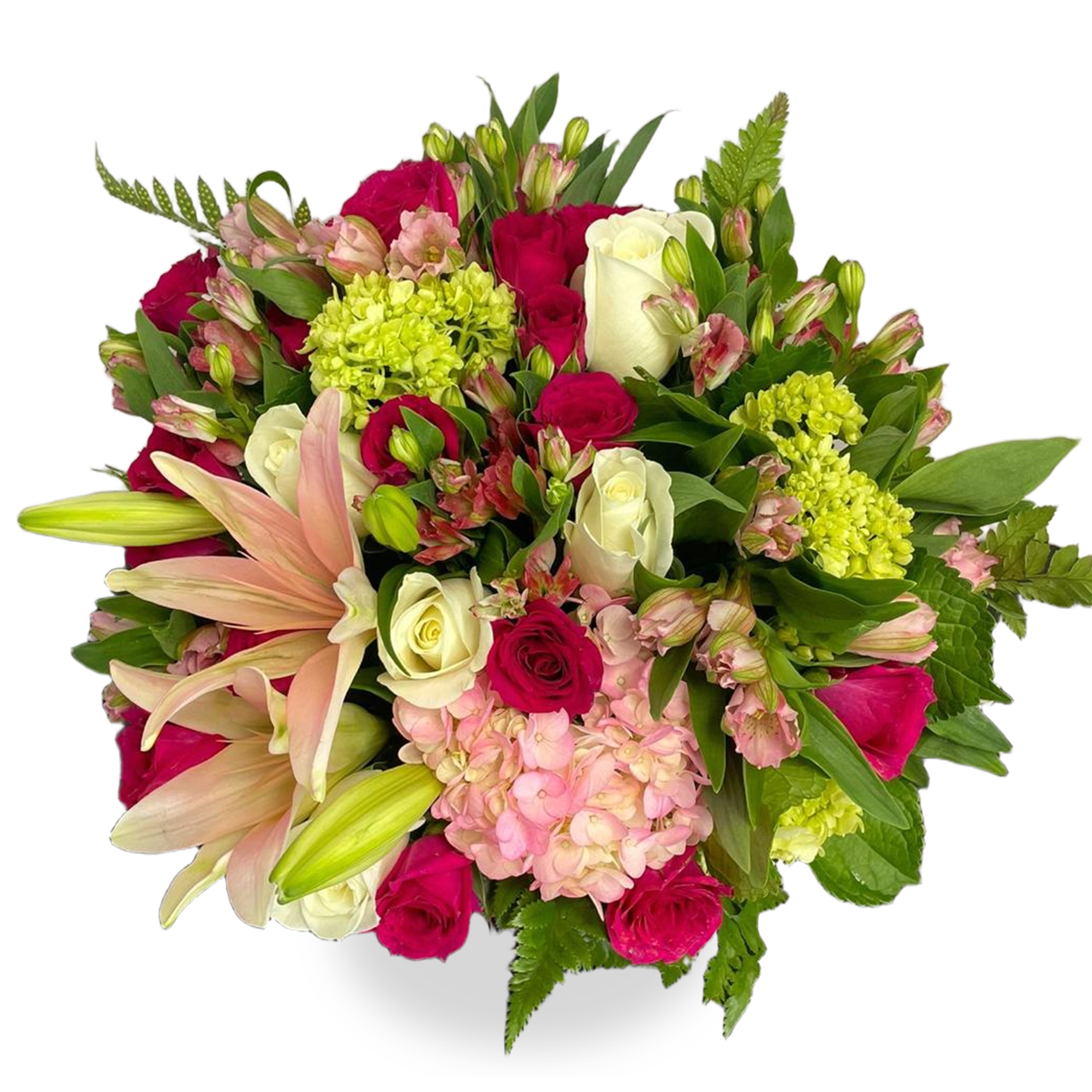 Days Flowers Florida: Stunning pink cylinder vase arrangement with white roses and pastel lilies. Perfect for anniversaries in Ocala, Florida