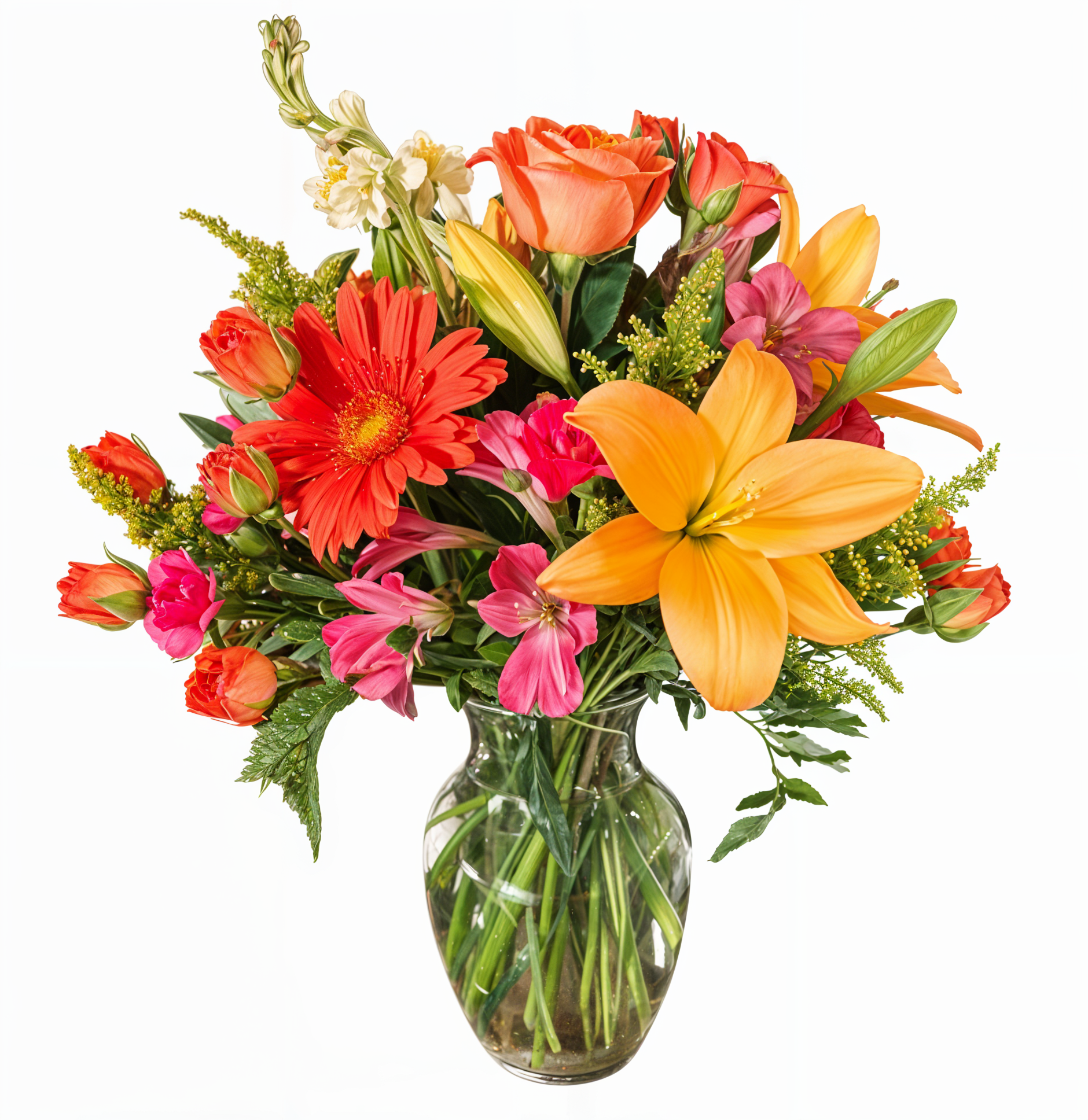 Days Flowers Florida: Tropical Fantasy, explosion of orange and fuchsia hues. Modern, fresh flower delivery for your home or gift in Ocala, FL.