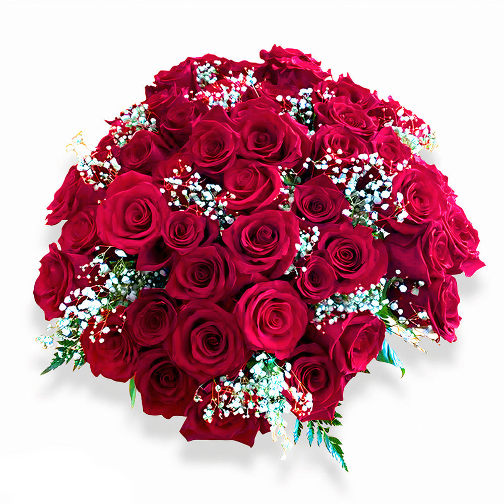 Birthday Arrangement with Red Roses featuring radiant red roses and lush green foliage by Days Flowers Florida