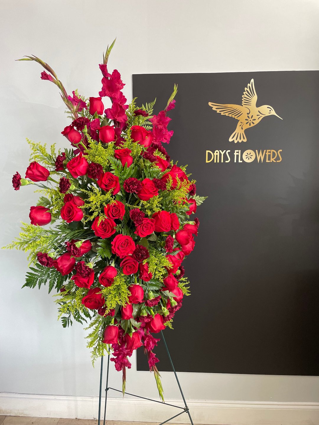 Red floral gift by Days Flowers for delivery in Florida.