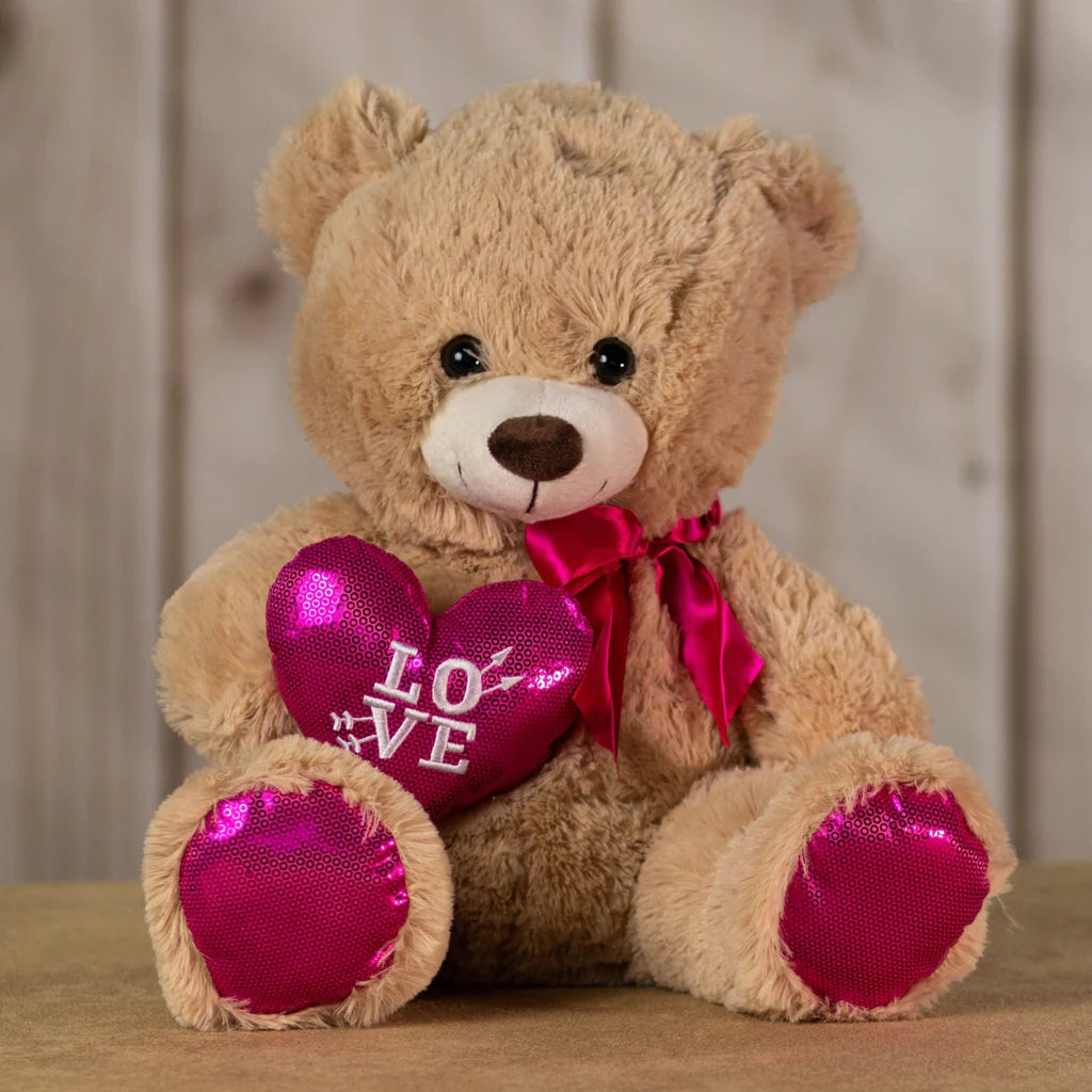 Days Flowers Florida: Large 20-inch teddy bear for Valentine's Day. Hypoallergenic plush gift with 'LOVE' heart on chest delivery in Port St. Lucie