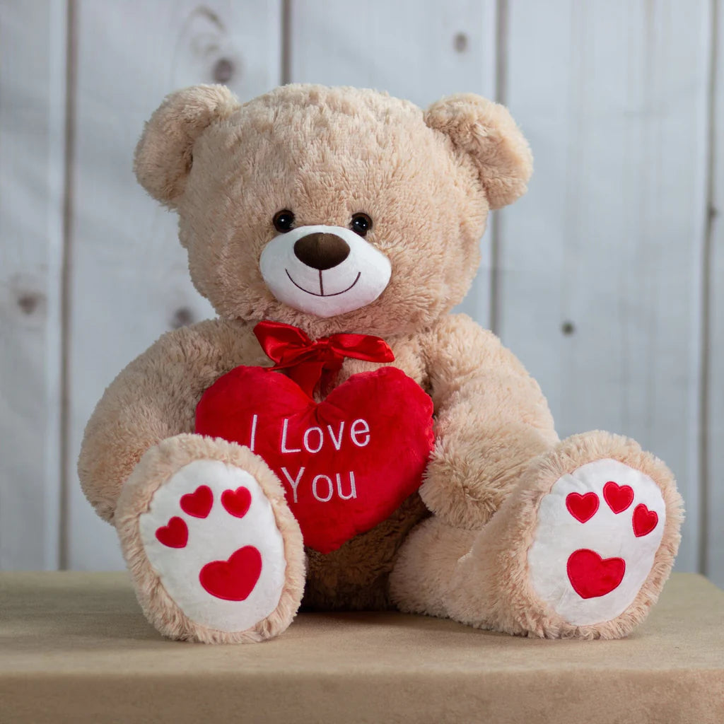 Days Flowers Florida: Large 34-inch teddy bear that proclaims 'I Love You.' Cream or beige hypoallergenic plush gift delivery in Summerfield, FL.